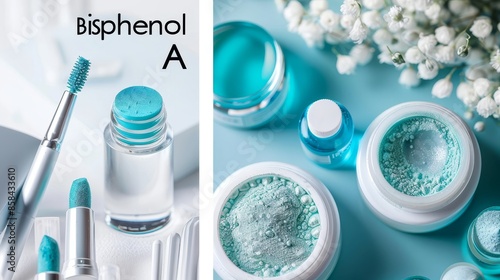 Health risks of Bisphenol A in cosmetic packaging, examining chemical compounds impact on well being, banner