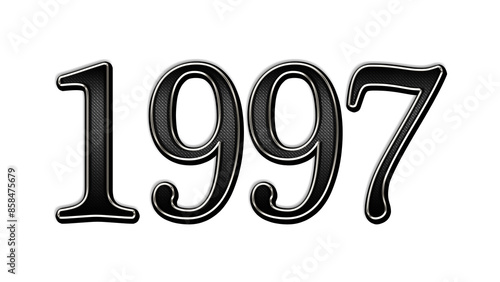 black metal 3d design of number 1997 on white background.