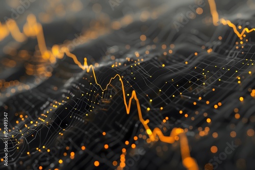 Stock market graph orange yellow lines indicating upward trend Stock Market Uptrend Concept