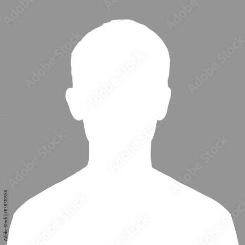 Silhouette of a young man. Avatar is gray. Inverted silhouette isolated on gray