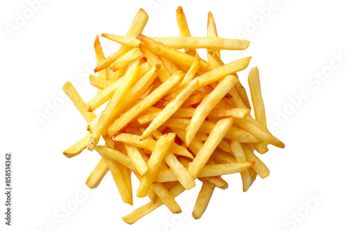 Crispy French fries isolated on white transparent background, perfect for snacking, quick and tasty treat