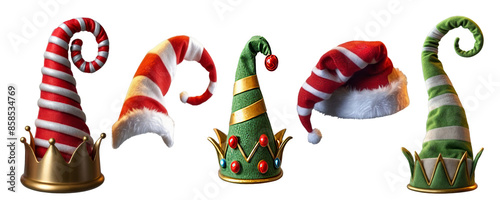 Elf hat set. Christmas, holiday. Created by AI