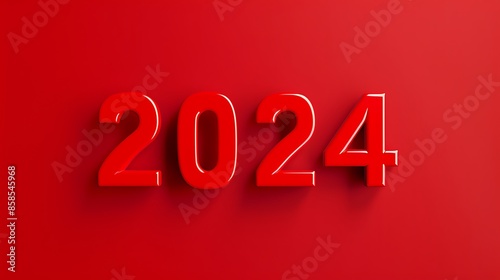 "2024" on an empty solid background with bright red color, in a bold, modern style. 32k, full ultra hd, high resolution