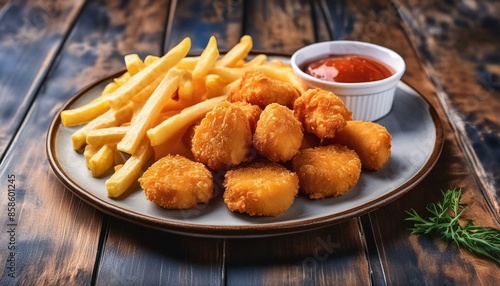 Chicken nuggets with fries