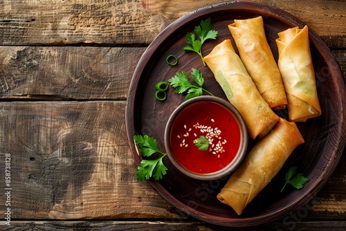 Crispy Spring Rolls with Dipping Sauce