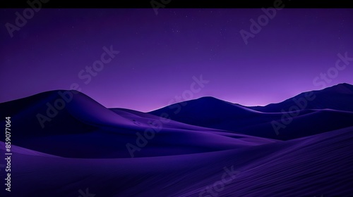 A purple sky with mountains and sand dunes.