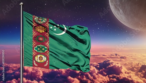 The flag of Turkmenistan