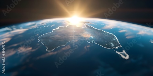 View of the Australian continent from space. Concept Australian Continent, Space View, Earth from Above