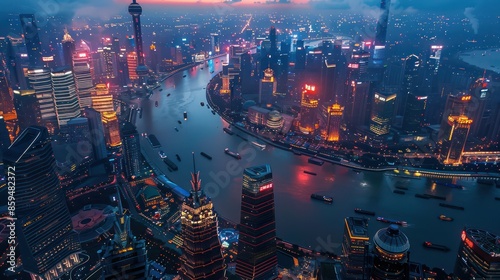Shanghai City at night. Real scene, HD quality, high detail, night view