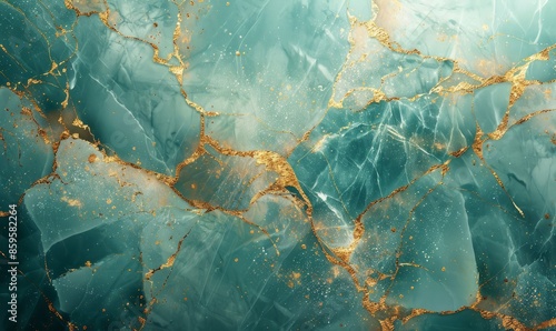turquoise marble background with gold fractured details