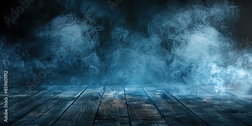 Smoke and mist on wood table - Abstract and defocused backdrop