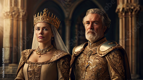 Portrait of medieval king and queen