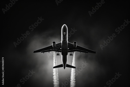 Jet Plane Soaring with Dramatic Smoke Trail