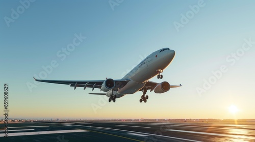 Elevating Dreams: Airplane Lift-Off in Perfect Weather