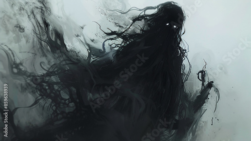 Shadow lord, black phantom, a creature from nightmares inspiring fear and terror. Dementor.