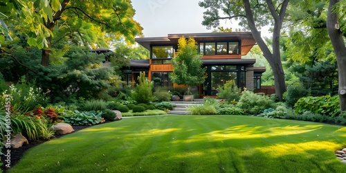 Minneapolis home featuring geometric greenery patterns in landscaped front yard. Concept Landscaping, Geometric Design, Greenery Patterns, Minneapolis Home