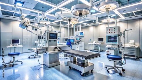 Modern Hospital Operating Room Interior With Surgery Equipment.