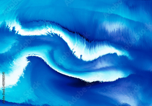 荒れた海、激しく重なるように襲ってくる大波の青色抽象イメージ。