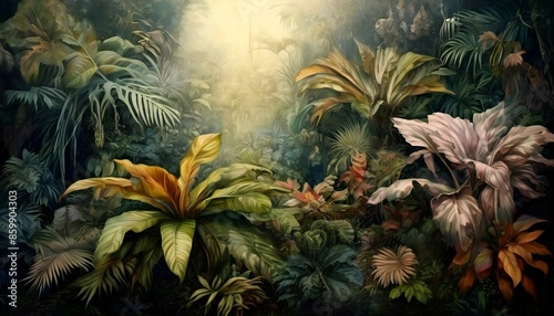 Abstraktion Pflanzen der Tropen 16x9. Hintergrund für das Design 1.