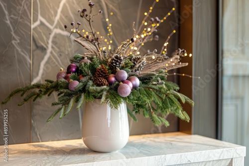 Elegant Christmas arrangement on table