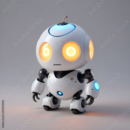 A diminutive, companion robot with a cute, spherical body and expressive LED lights