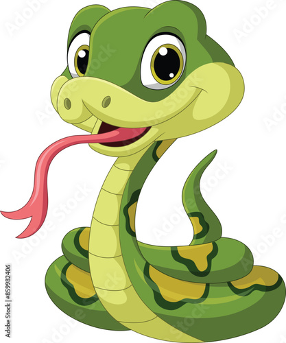 Illustration of funny green snake