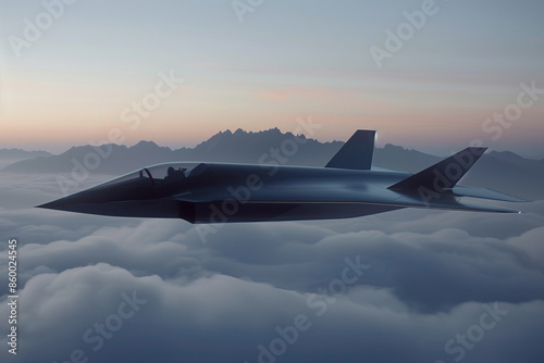 Interceptor Jet’s Swift Patrol Across a Jade Dusk