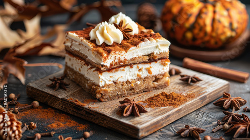 Describe the role of spices in creating the perfect fall dessert, a recipe for a Thanksgiving dessert that is both delicious and healthy