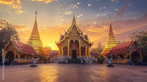 landscape photo of golden thai temple