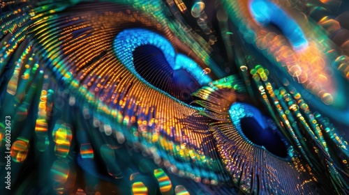 mesmerizing closeup of iridescent peacock feathers abstract nature photography