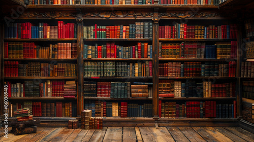 bookshelf pattern with dozens books generated by AI