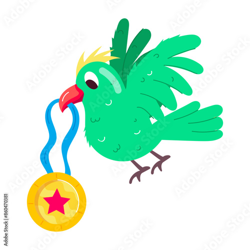 Eye catchy flat sticker of winner bird