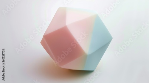 Abstract Pastel Polygonal Shape with Soft Gradient Colors on White Background