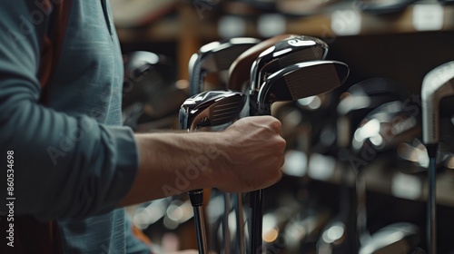 Man ordering custom-made golf clubs from a specialty online retailer