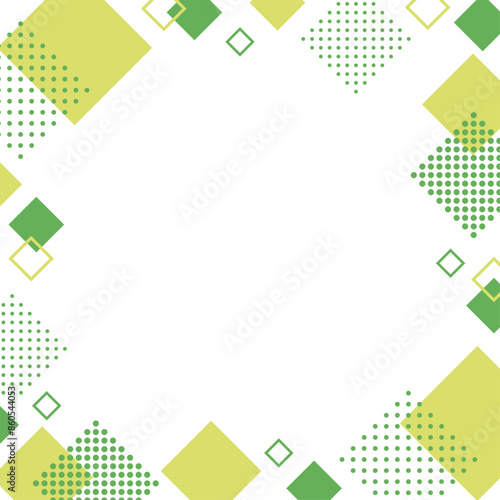 幾何学 四角 フレーム 緑 黄緑 正方形