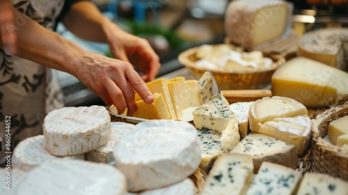 Woman in Europe buying artisanal cheeses from a local dairy farm online