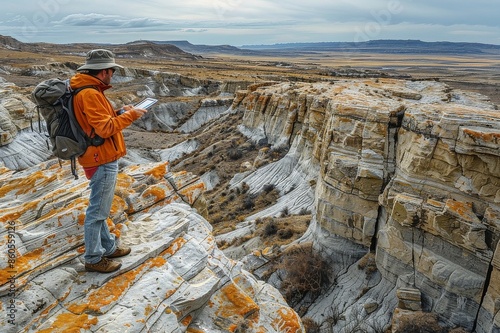 A Hiker Explores the Rugged Landscape of Theodore Roosevelt National Park in North Dakota