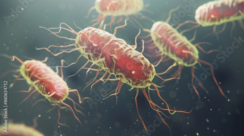 Magnified Salmonella bacteria causing typhoid and diarrheal illnesses