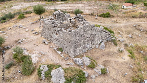 Ancient Greek pyramid building at Peloponnesus, Elliniko village, Greece