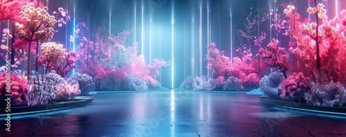 Bring to life a photorealistic 3D rendering of a utopian underwater realm