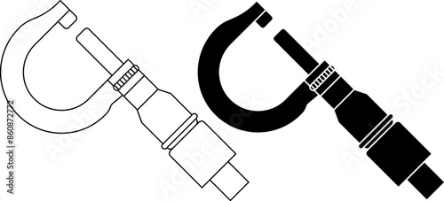 outline silhouette micrometer screw gauge flat icon