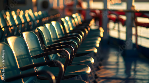 Empty rows of chairs on a ferry : Generative AI