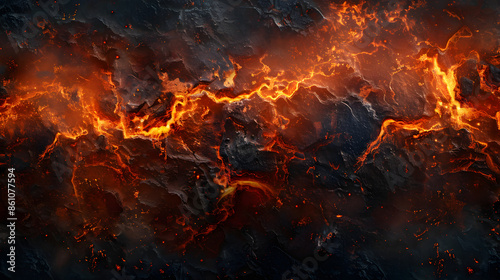 molten lava texture for the background. Burning Floors concept of Armageddon or Hell. Fiery Lava and rock backdrop with atmospheric light grunge texture Wide banners