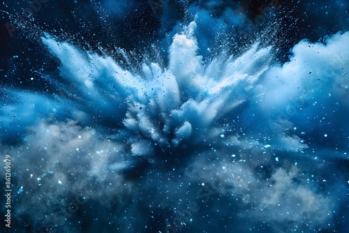 Blue powder cloud in motion