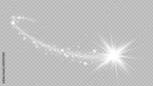 Light glow effect stars bursts with sparkles isolated on transparent background. Stock royalty free vector illustration. PNG 