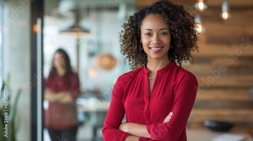 The confident businesswoman in red