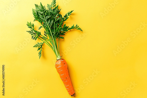 a carrot with leaves on top of it