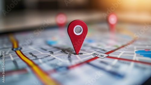 Local Search and SEO Concept: Red Pin on City Map Representing Business Location