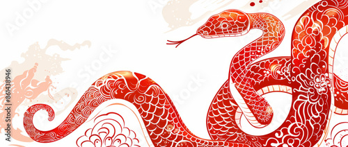 A red chinese new year snake. 2025 year of the snake