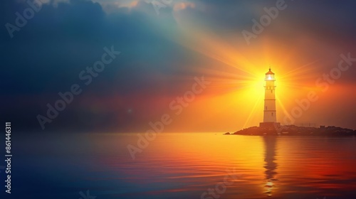 Let your light shine before others, that they may see your good deeds and glorify your Father in heaven Matthew 516, overlaid on an image of a lighthouse shining brightly